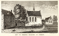 37719 Gezicht op het St.-Brigittenklooster te Utrecht met de kapel, vanaf het binnenplein.